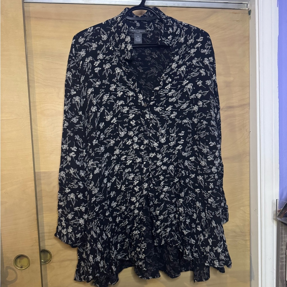 Chelsea & Theodore Black and White Floral Dress